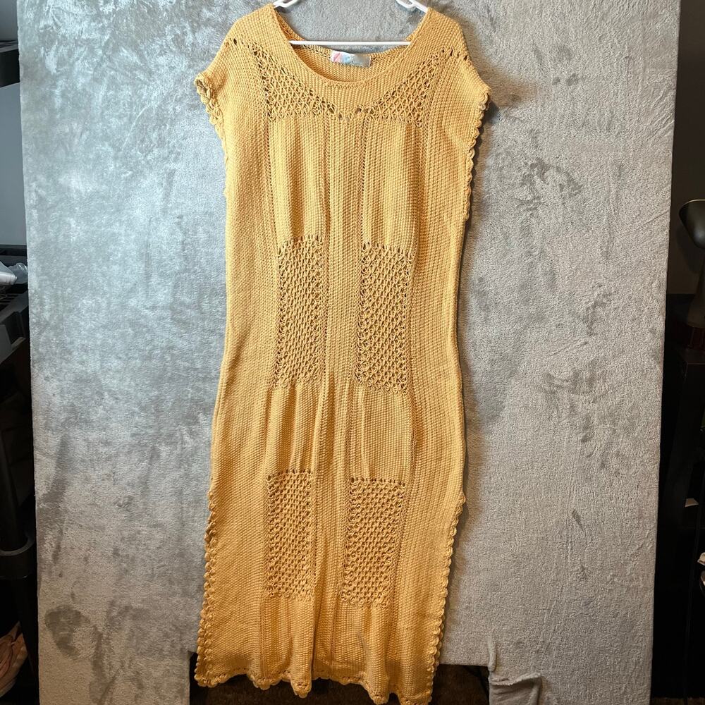 Free People Lost At Sea Sweater Midi Dress Dusted Daffodil Size Medium New